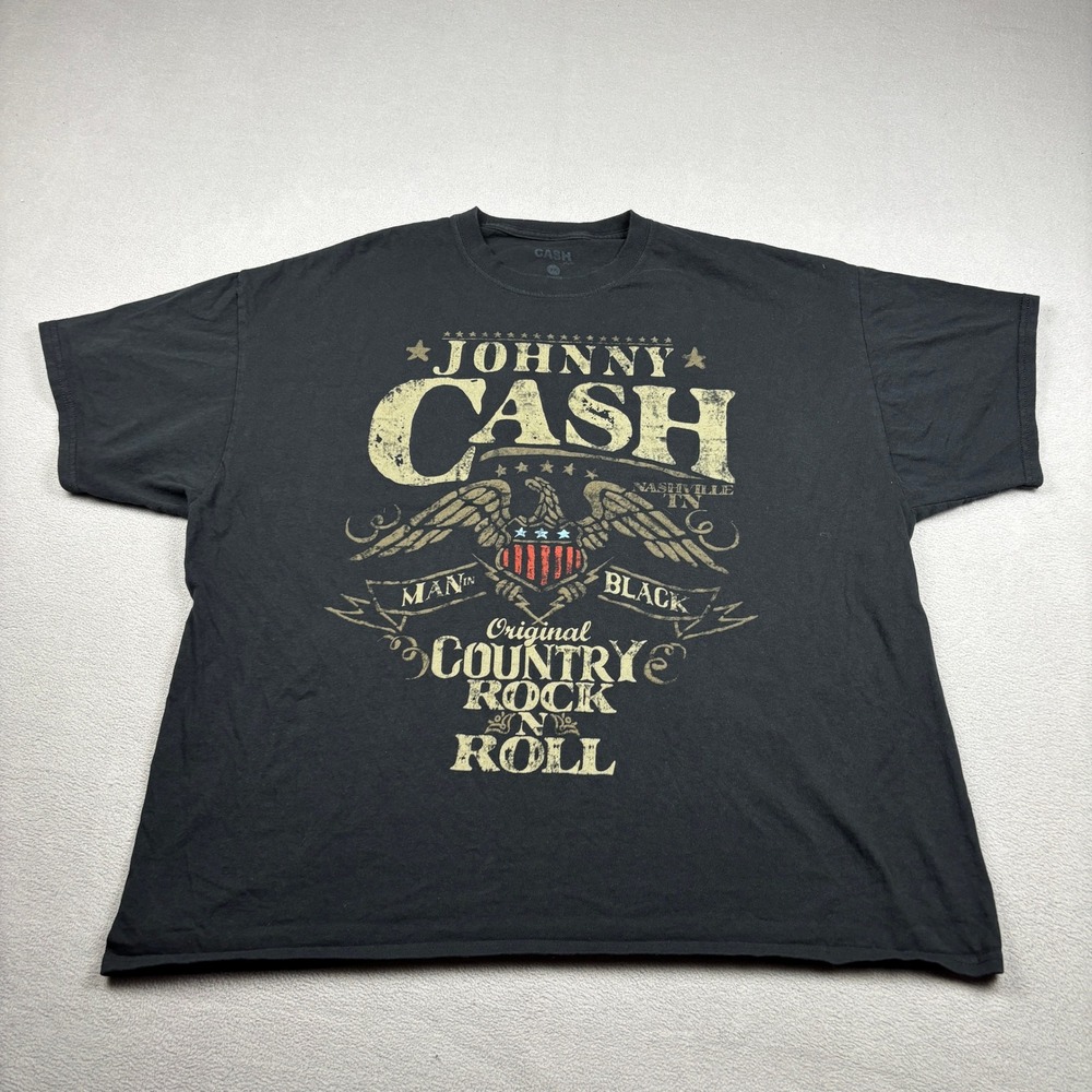 Johnny Cash Man In Black Graphic T-Shirt Mens 2XL Black Nashville Country Rock